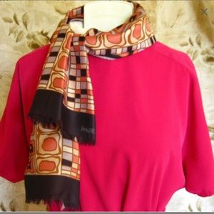 VINTAGE scarf Monique Martin 1970's , navy, blues, pinks